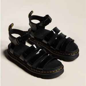 DR. MARTENS Blaire Patent Womens Platform Sandals - Size 9